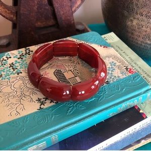 Genuine gemstone red Jasper stretch cuff bracelet